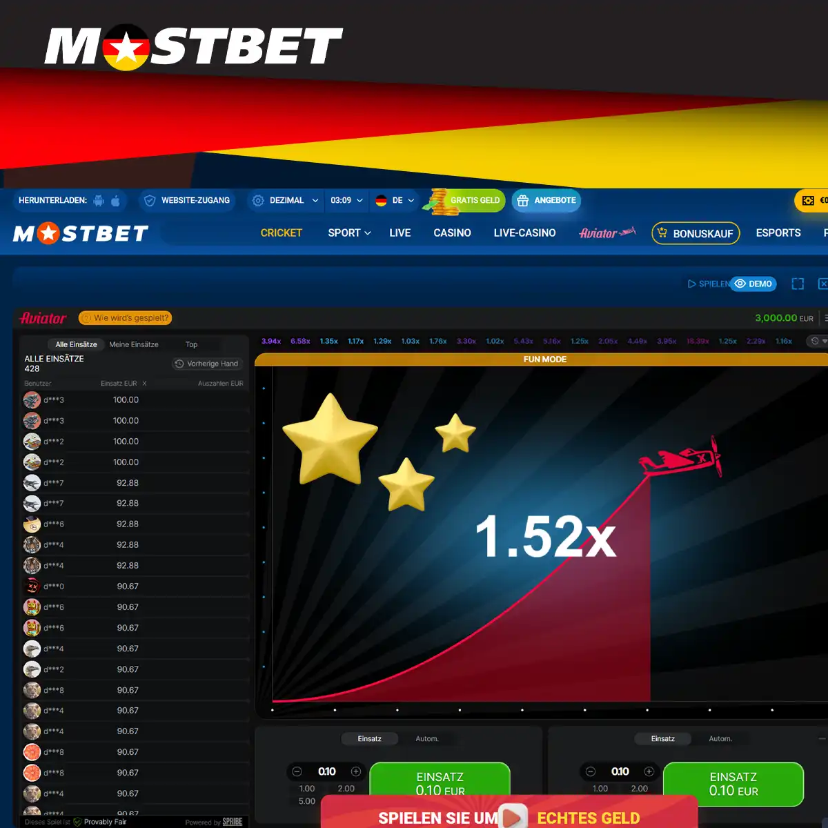 Spielen Sie Aviator auf der Mostbet-Plattform