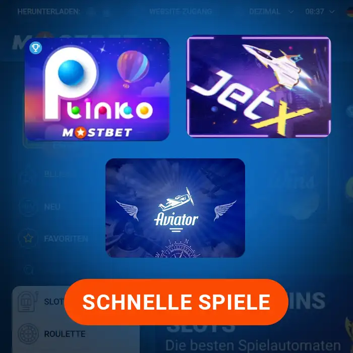 Spielen Sie schnelle Spiele auf der Mostbet-Plattform