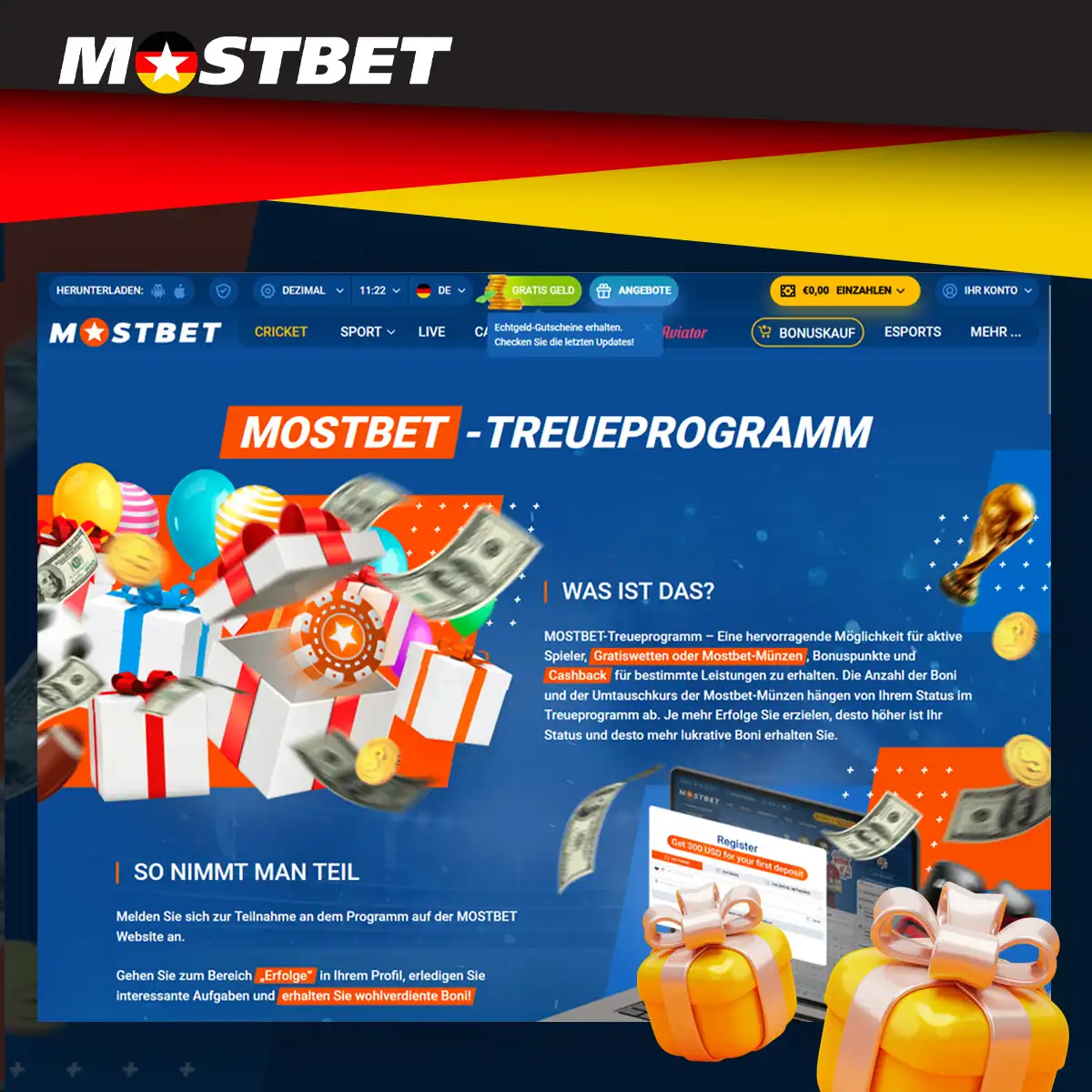 Mostbet-Treueprogramm für Sport