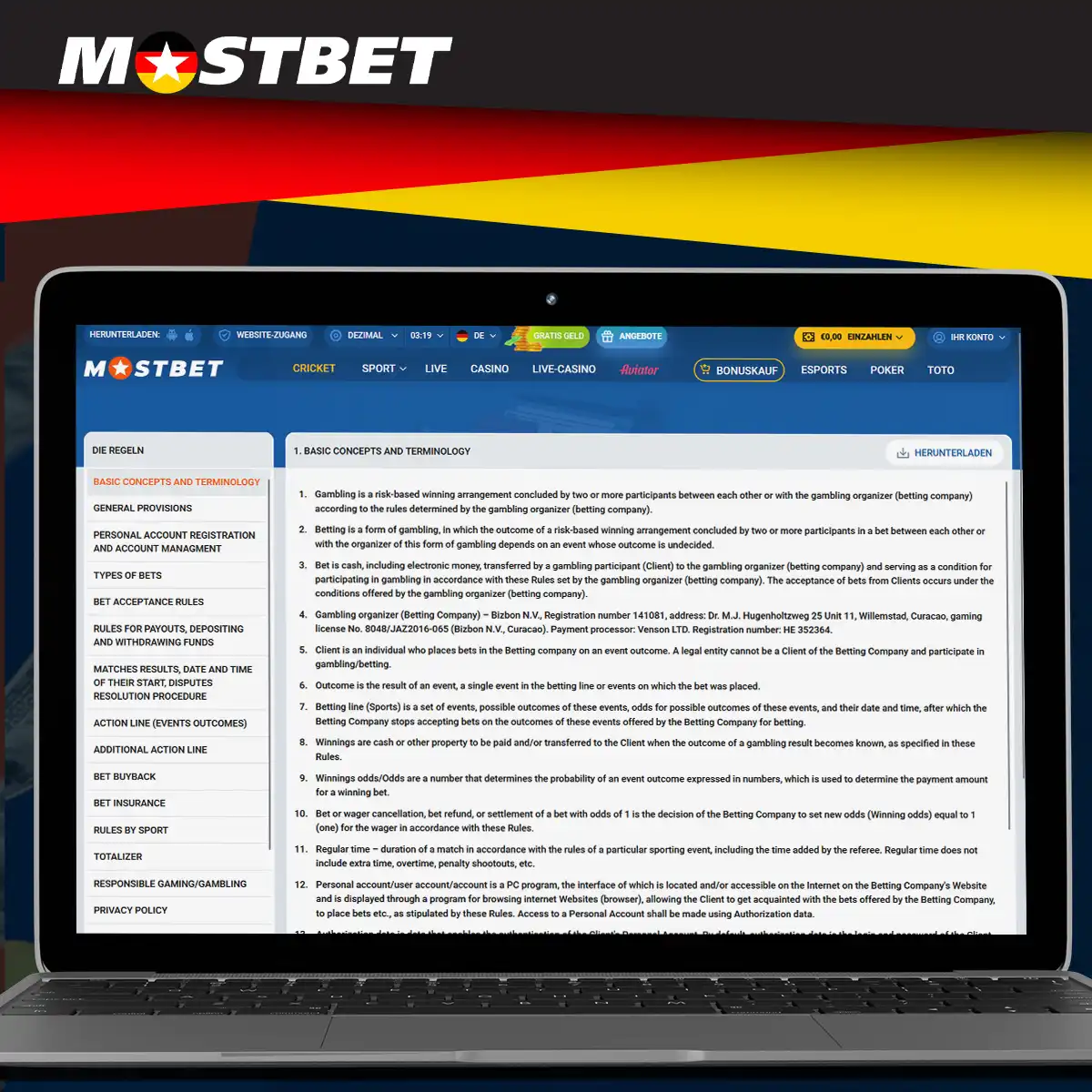 Grundregeln der Mostbet-Plattform