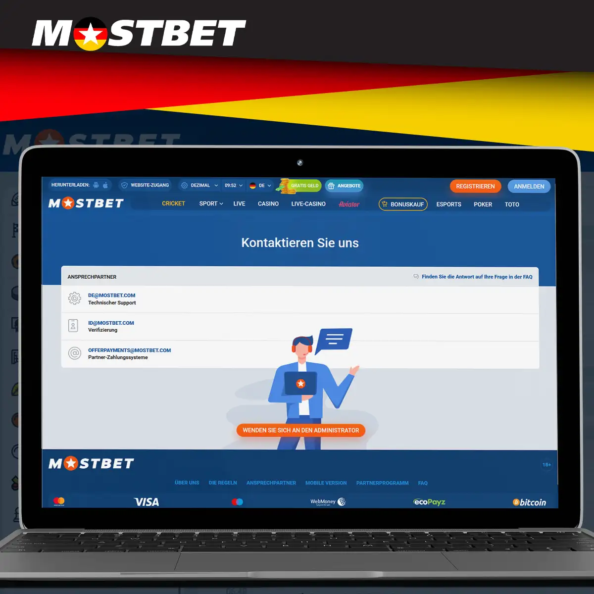 Der Mostbet-Support ist in Deutschland 24 Stunden am Tag erreichbar