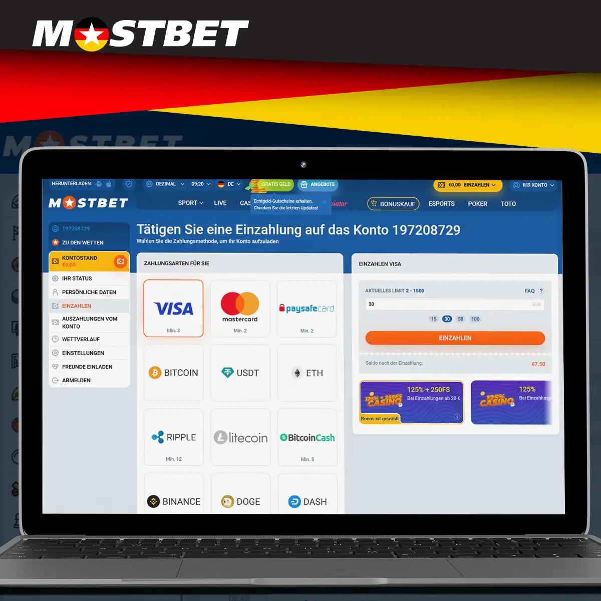 Alle Ein- und Auszahlungsmethoden bei Mostbet Deutschland